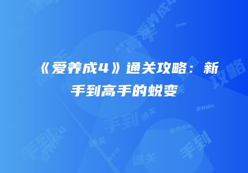 《爱养成4》通关攻略：新手到高手的蜕变