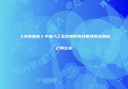《传奇霸业》中加入工会后如何有效管理和发展自己的公会