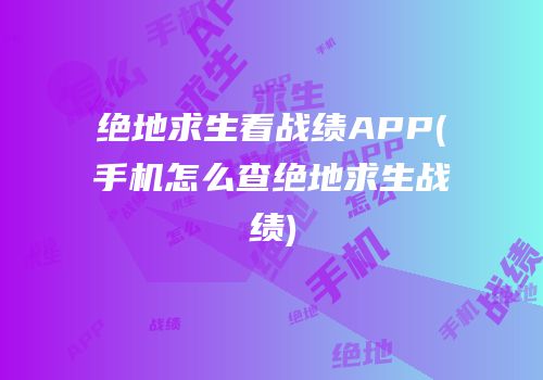 绝地求生看战绩APP(手机怎么查绝地求生战绩)