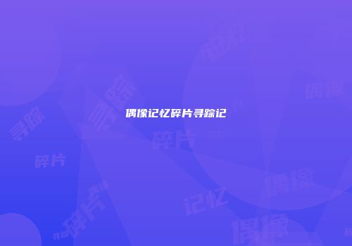 偶像记忆碎片寻踪记