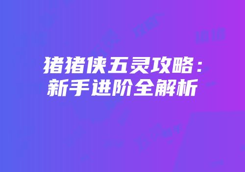 猪猪侠五灵攻略：新手进阶全解析