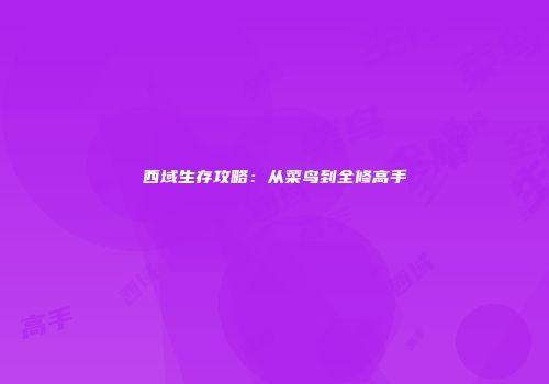 西域生存攻略：从菜鸟到全修高手
