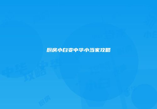 厨房小白变中华小当家攻略