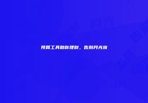 预算工具助你理财，告别月光族