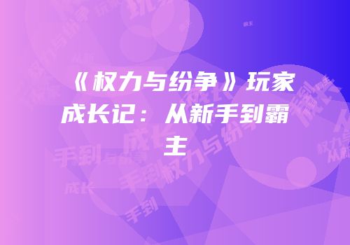 《权力与纷争》玩家成长记：从新手到霸主
