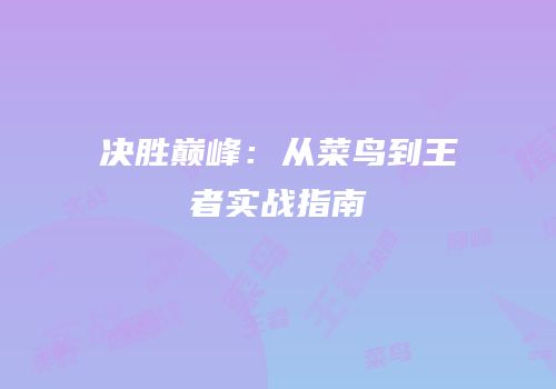 决胜巅峰：从菜鸟到王者实战指南