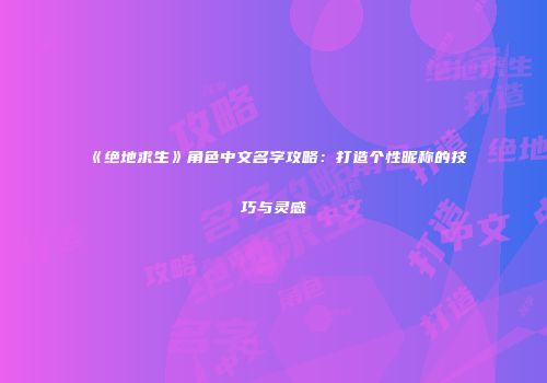 《绝地求生》角色中文名字攻略：打造个性昵称的技巧与灵感