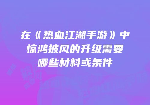 在《热血江湖手游》中惊鸿披风的升级需要哪些材料或条件