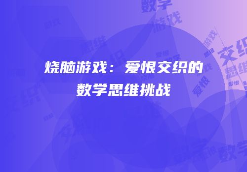 烧脑游戏：爱恨交织的数学思维挑战