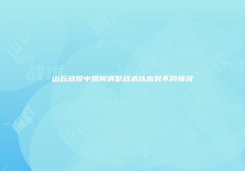 山丘战役中如何调整战术以应对不同情况
