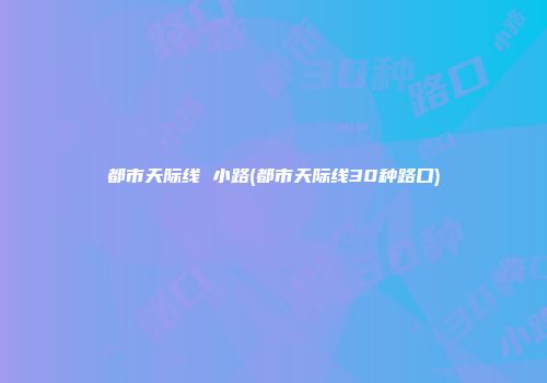 都市天际线 小路(都市天际线30种路口)
