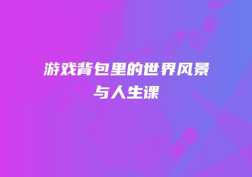 游戏背包里的世界风景与人生课