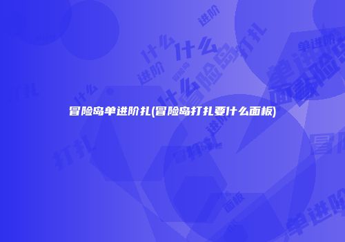 冒险岛单进阶扎(冒险岛打扎要什么面板)
