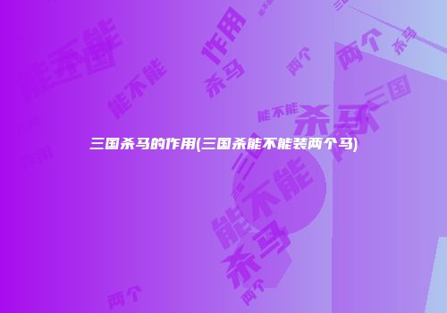 三国杀马的作用(三国杀能不能装两个马)