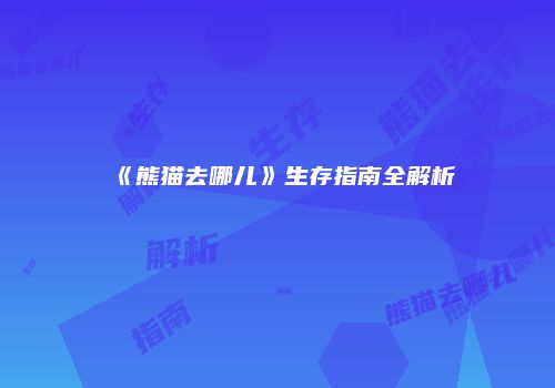 《熊猫去哪儿》生存指南全解析