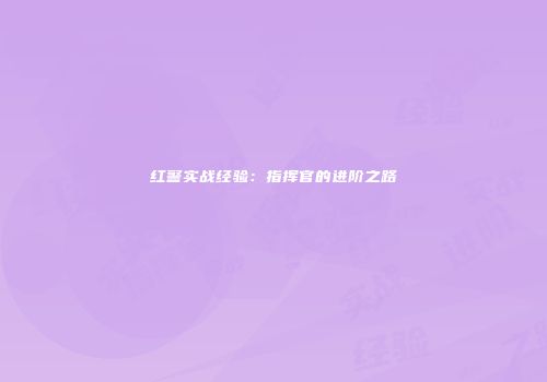 红警实战经验：指挥官的进阶之路