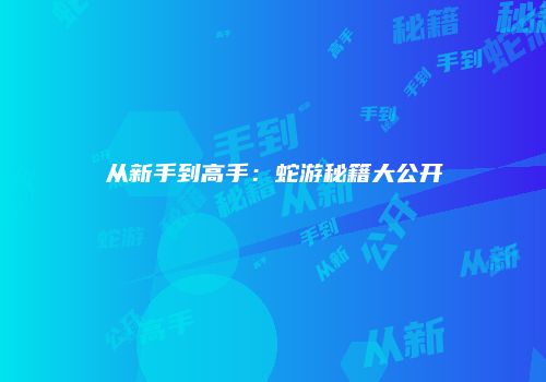 从新手到高手：蛇游秘籍大公开