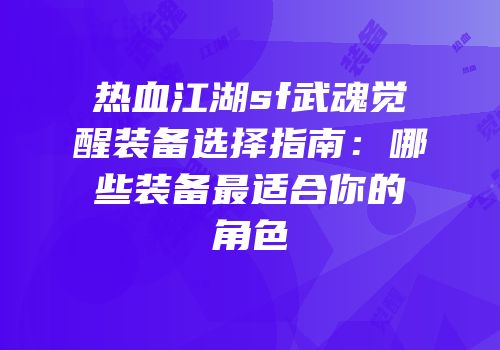 热血江湖sf武魂觉醒装备选择指南：哪些装备最适合你的角色