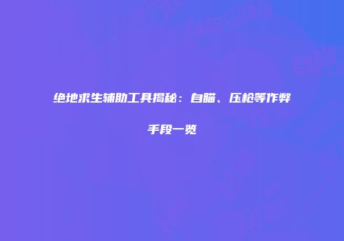 绝地求生辅助工具揭秘：自瞄、压枪等作弊手段一览