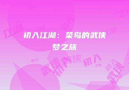 初入江湖：菜鸟的武侠梦之旅