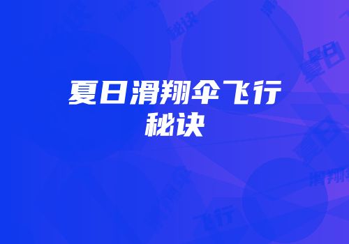 夏日滑翔伞飞行秘诀