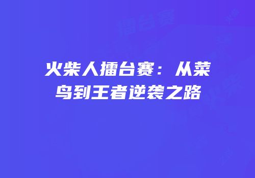 火柴人擂台赛：从菜鸟到王者逆袭之路