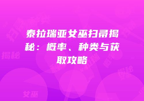 泰拉瑞亚女巫扫帚揭秘：概率、种类与获取攻略