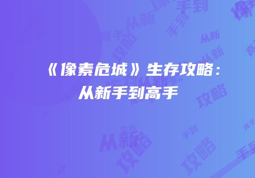 《像素危城》生存攻略：从新手到高手
