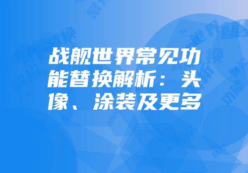战舰世界常见功能替换解析：头像、涂装及更多