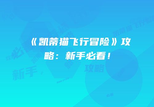 《凯蒂猫飞行冒险》攻略：新手必看！