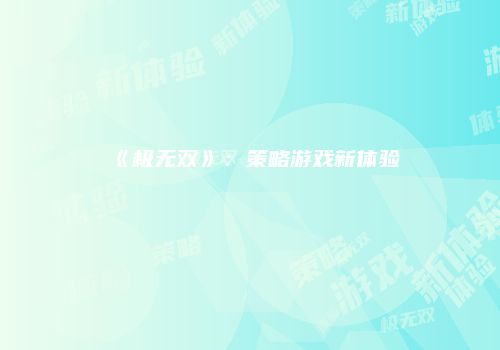 《极无双》：策略游戏新体验
