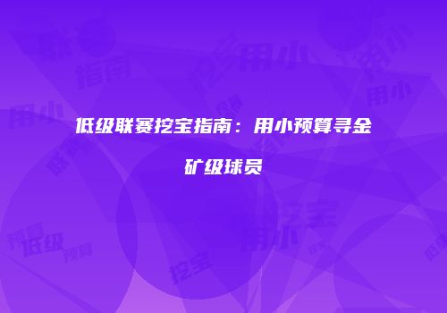 低级联赛挖宝指南：用小预算寻金矿级球员