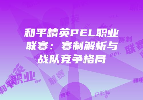和平精英PEL职业联赛：赛制解析与战队竞争格局