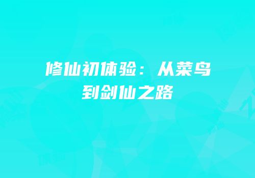 修仙初体验：从菜鸟到剑仙之路