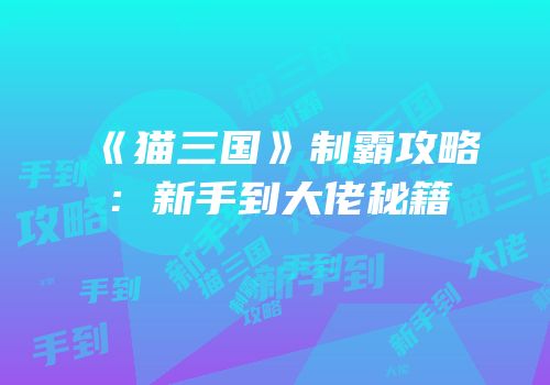 《猫三国》制霸攻略：新手到大佬秘籍