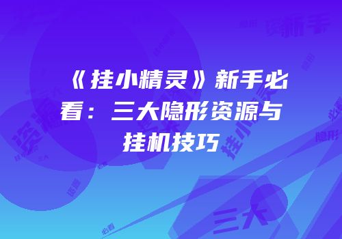 《挂小精灵》新手必看：三大隐形资源与挂机技巧