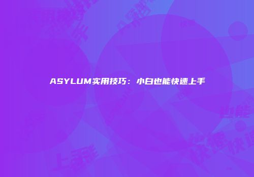 ASYLUM实用技巧：小白也能快速上手