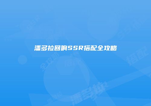 潘多拉回响SSR搭配全攻略