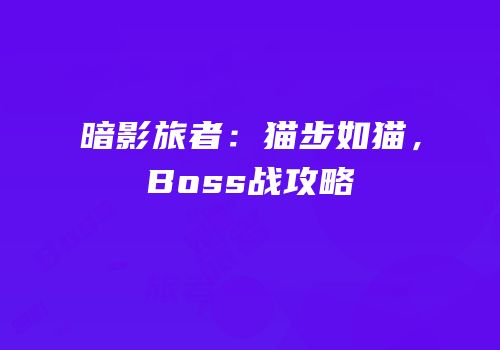 暗影旅者：猫步如猫，Boss战攻略