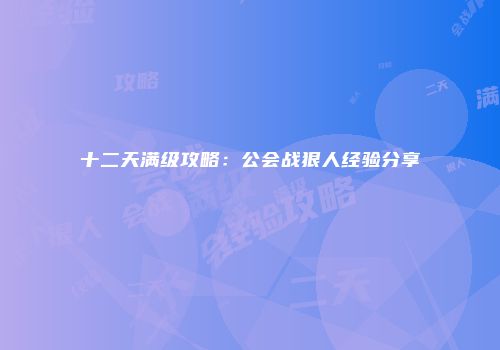 十二天满级攻略：公会战狠人经验分享