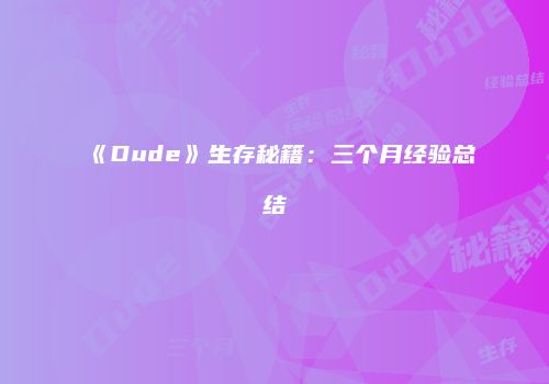 《Dude》生存秘籍：三个月经验总结