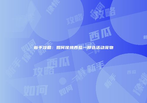 新手攻略：如何像挑西瓜一样选活动宠物