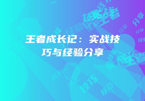 王者成长记：实战技巧与经验分享