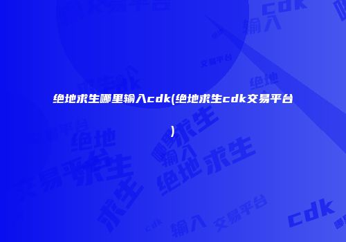 绝地求生哪里输入cdk(绝地求生cdk交易平台)