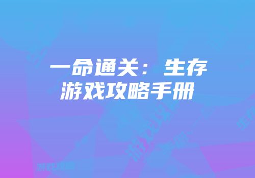 一命通关：生存游戏攻略手册