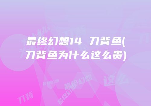 最终幻想14 刀背鱼(刀背鱼为什么这么贵)