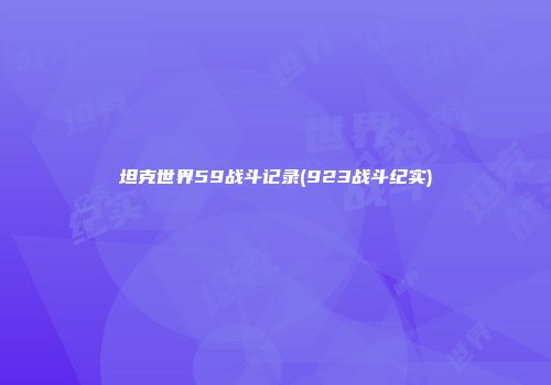 坦克世界59战斗记录(923战斗纪实)