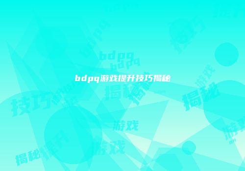 bdpq游戏提升技巧揭秘