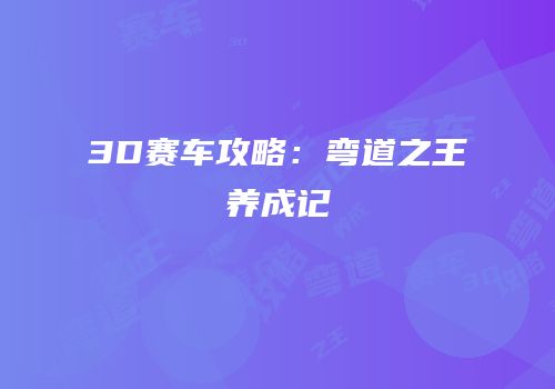 3D赛车攻略：弯道之王养成记