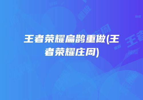 王者荣耀扁鹊重做(王者荣耀庄周)